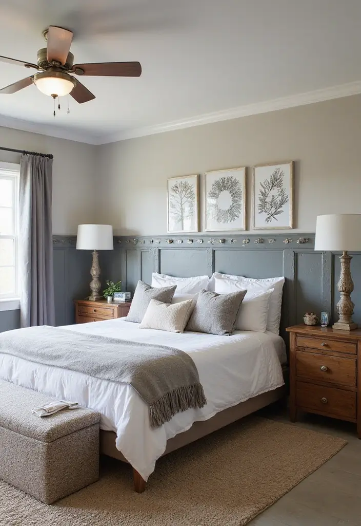 30 Wainscoting Bedroom Master Feature Walls Ideas That Add Texture - 15. Industrial Metal Accents