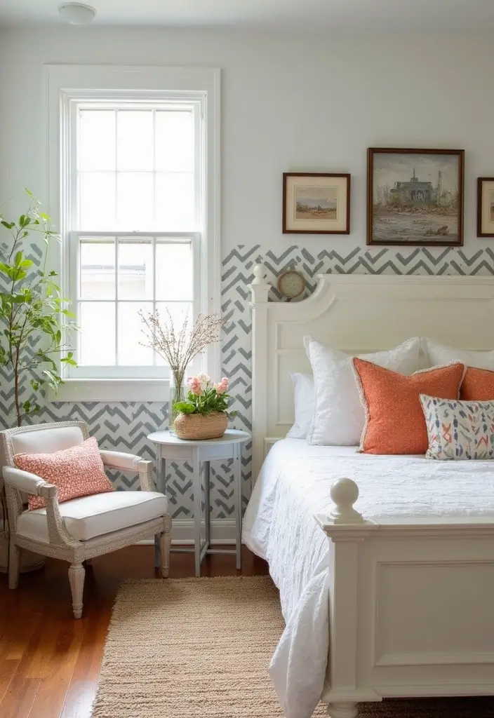 30 Wainscoting Bedroom Master Feature Walls Ideas That Add Texture - 18. Farmhouse Chevron
