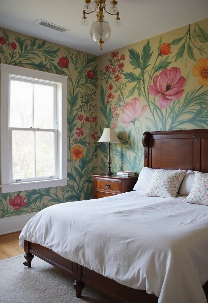 30 Wainscoting Bedroom Master Feature Walls Ideas That Add Texture - 19. Hand-Painted Murals