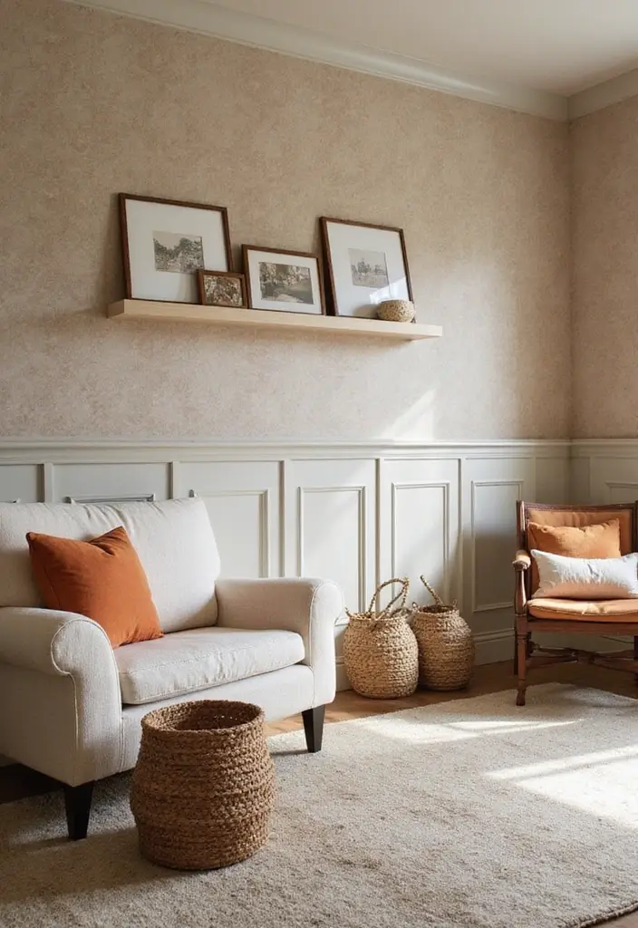 30 Wainscoting Bedroom Master Feature Walls Ideas That Add Texture - 21. Soft Textured Wallpaper