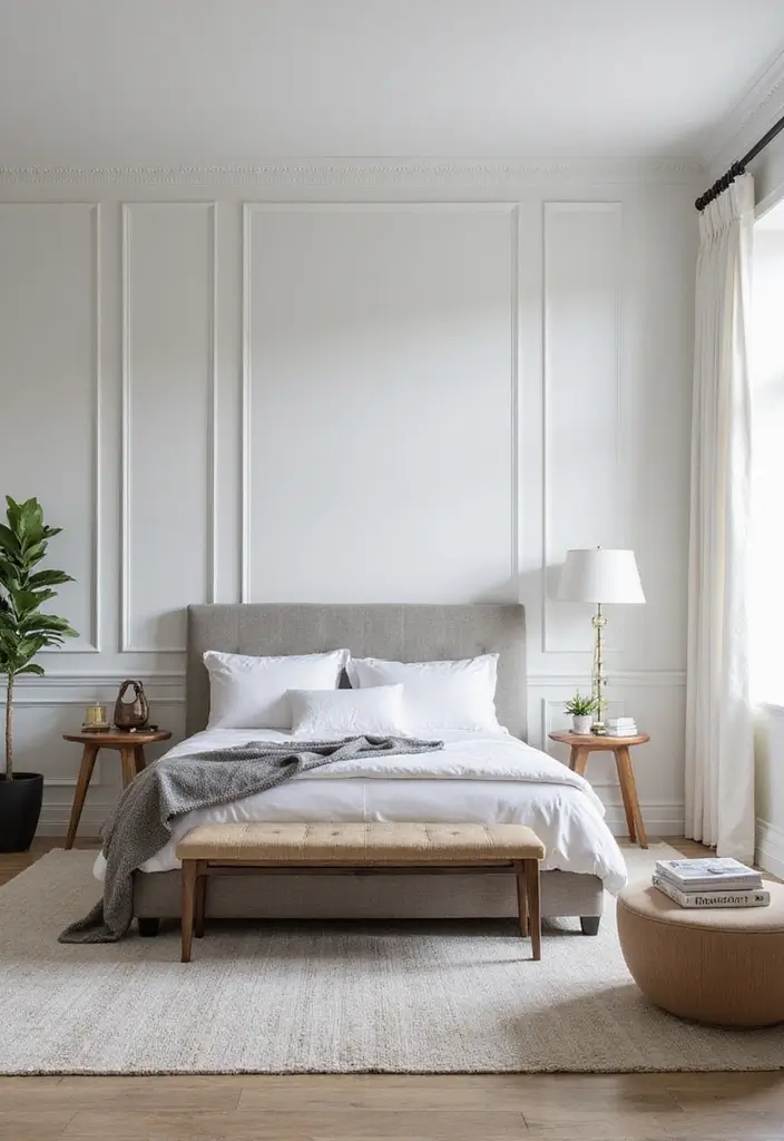 30 Wainscoting Bedroom Master Feature Walls Ideas That Add Texture - 27. Minimalist Designs