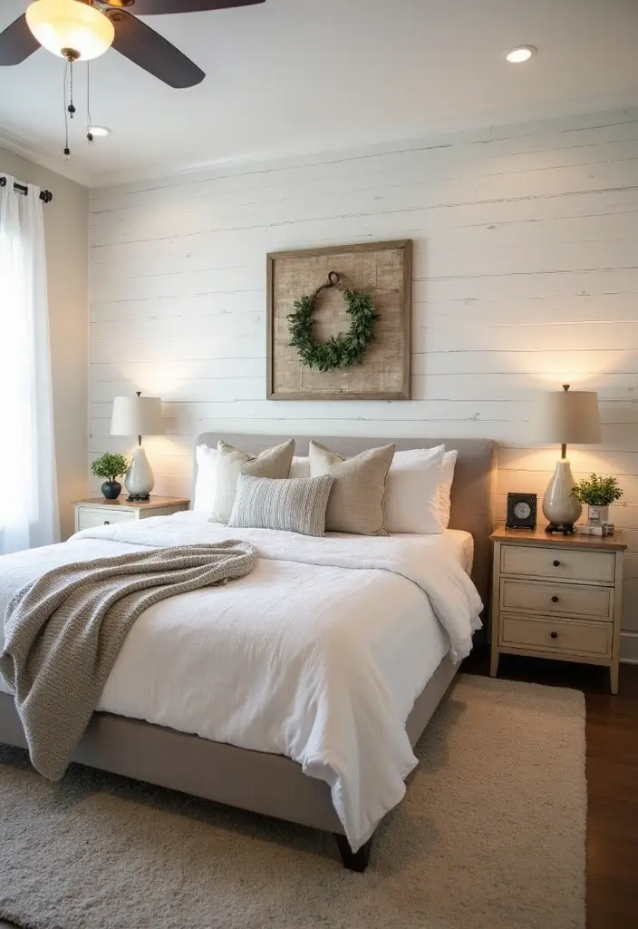 30 Wainscoting Bedroom Master Feature Walls Ideas That Add Texture - 4. Shiplap Charm