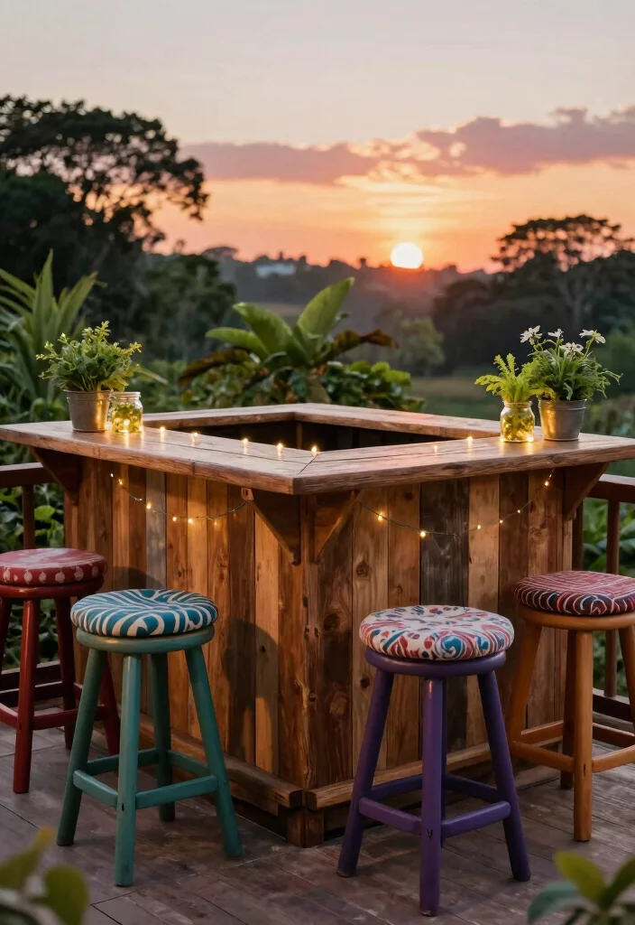 15 Bar Counter in Balcony Ideas With Stylish Function - 2. Rustic Wooden Counter 1