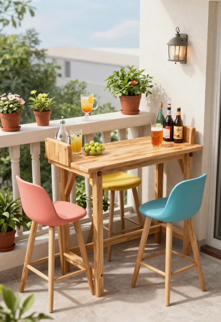 15 Bar Counter in Balcony Ideas With Stylish Function - 5. Folding Bar Counter 1