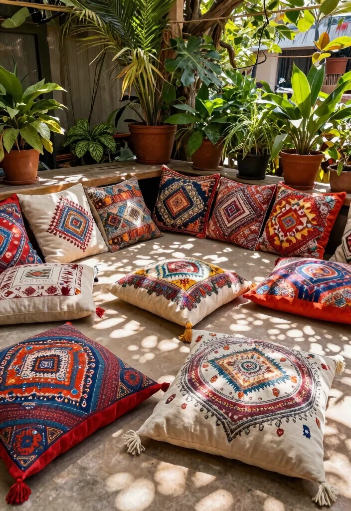 15 Covered Patio Decorating Ideas With Stylish Comfort - 1. Cozy Floor Cushions for Extended Seating 1
