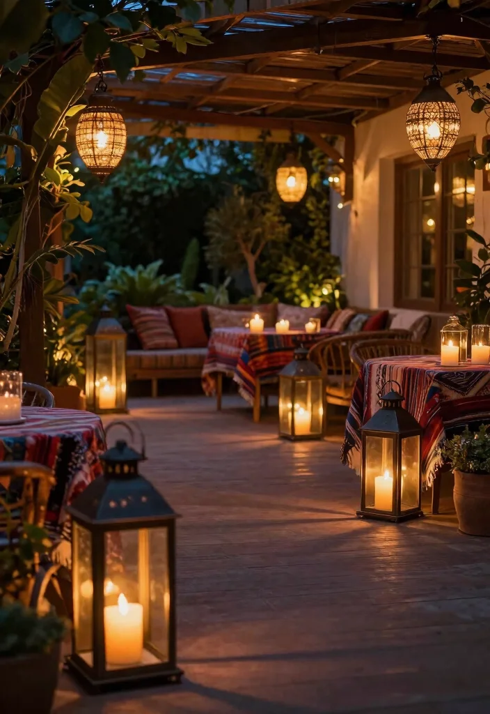 15 Covered Patio Decorating Ideas With Stylish Comfort - 10. Decorative Lanterns and Candles 1