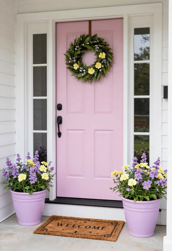 15 Front Door Flower Pots Ideas That Boost Curb Appeal - 11. Color Theme Coordination 1