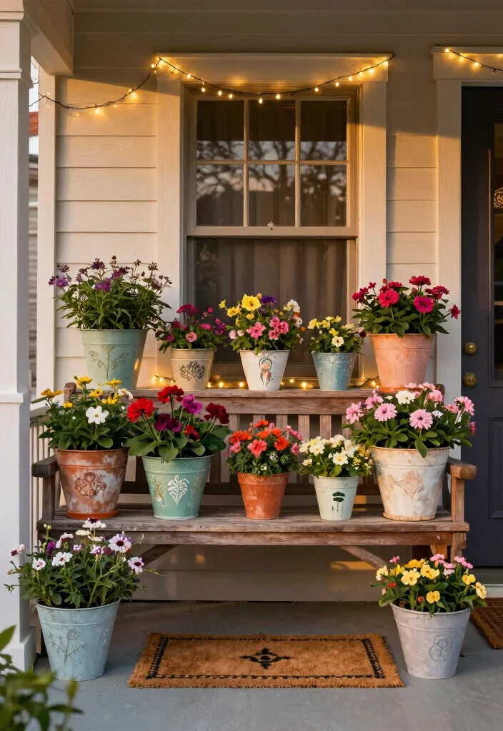 15 Front Door Flower Pots Ideas That Boost Curb Appeal - 12. Vintage Style Flower Pots 1