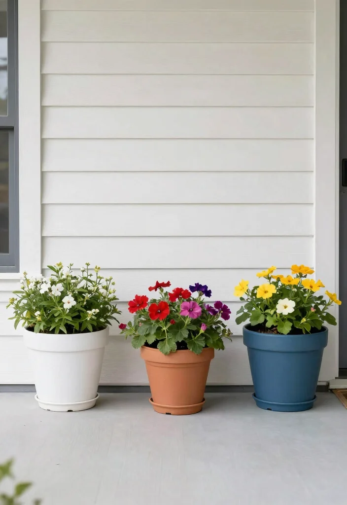 15 Front Door Flower Pots Ideas That Boost Curb Appeal - 13. Minimalist Flower Pots 1