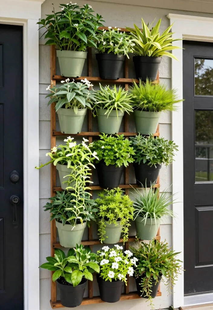 15 Front Door Flower Pots Ideas That Boost Curb Appeal - 2. Vertical Garden Pots 1