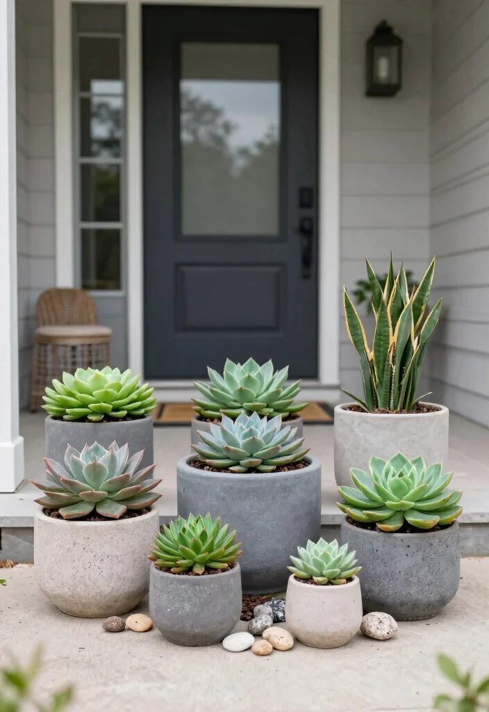 15 Front Door Flower Pots Ideas That Boost Curb Appeal - 5. Succulent Arrangements 1