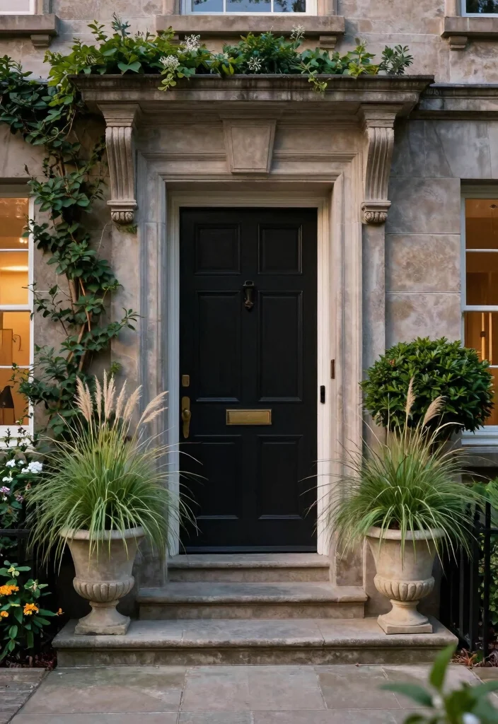 15 Front Door Flower Pots Ideas That Boost Curb Appeal - 8. Classic Stone Planters 1