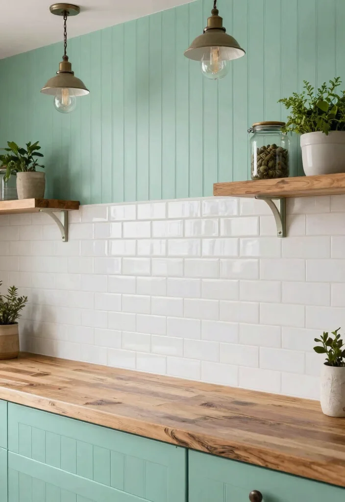 15 Modern Farmhouse Backsplash Ideas With Clean Rustic Touch - 1. Subway Tile with Beadboard Accents 1
