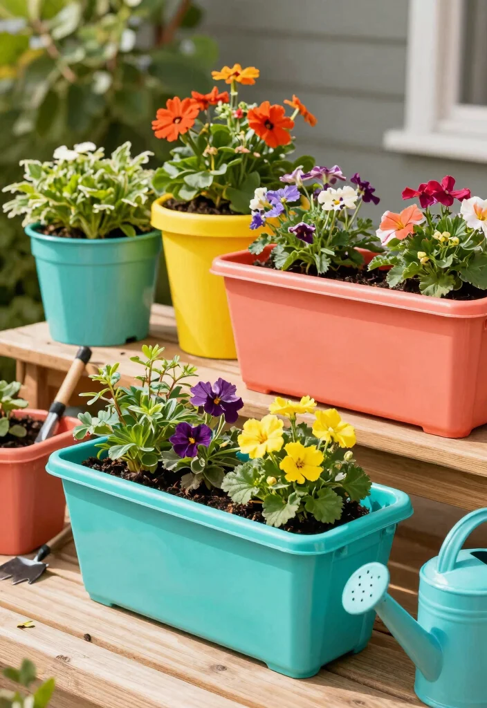 15 PVC Planter Ideas With Creative DIY Style - 3. Colorful PVC Planter Boxes 1