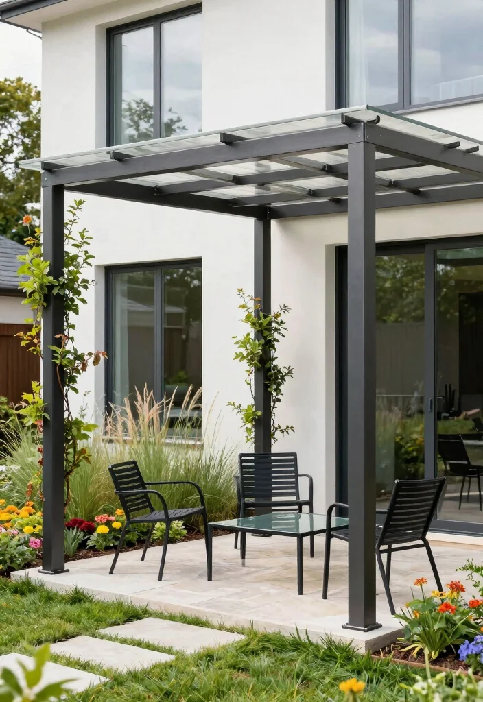 15 Pergola Design Ideas With Modern Outdoor Style - 1. Minimalist Metal Frame 1