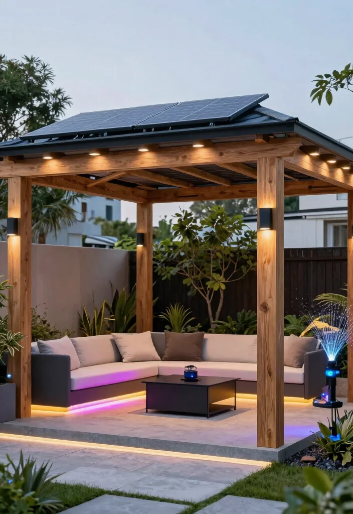 15 Pergola Design Ideas With Modern Outdoor Style - 11. Smart Technology Integration 1