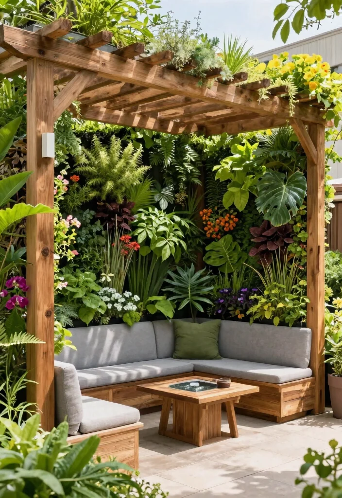 15 Pergola Design Ideas With Modern Outdoor Style - 5. Vertical Garden Pergola 1