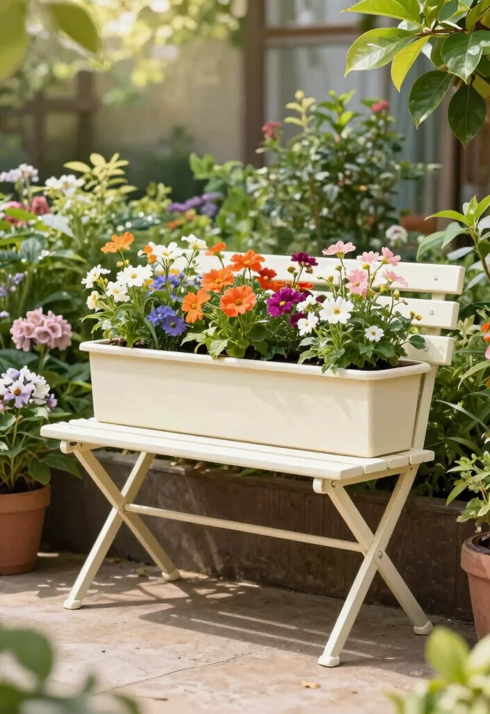 15 Planter Bench Ideas With Functional Garden Seating - 12. Folding Planter Bench 1