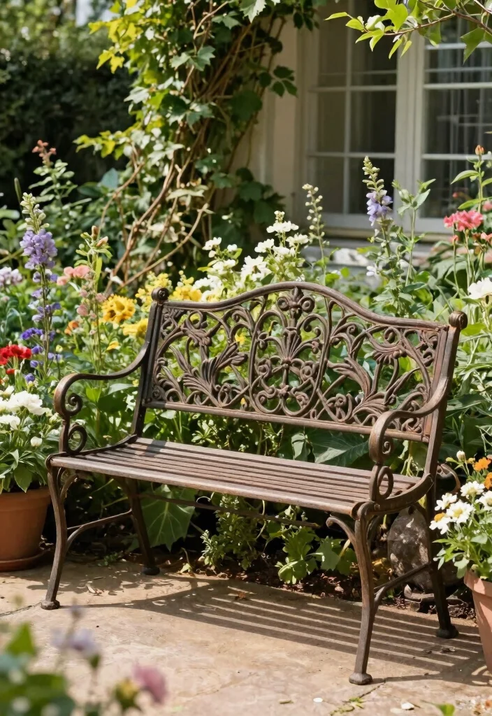 15 Planter Bench Ideas With Functional Garden Seating - 14. Vintage Garden Seat Planter 1