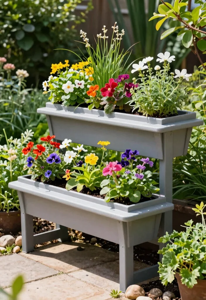 15 Planter Bench Ideas With Functional Garden Seating - 3. Vertical Planter Bench for Small Spaces 1