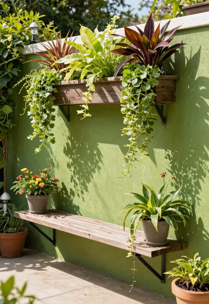 15 Planter Bench Ideas With Functional Garden Seating - 6. Wall-Mounted Planter Bench 1