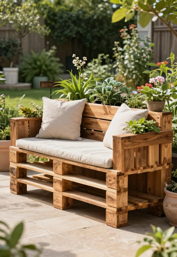 15 Planter Bench Ideas With Functional Garden Seating - 8. Simple Pallet Planter Bench 1