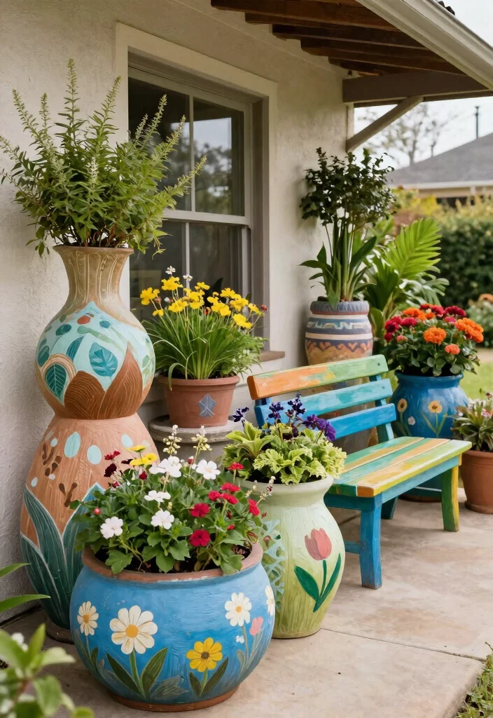 15 Porch Railing Planters Ideas With Blooming Beauty - 15. Artistic Planters 1