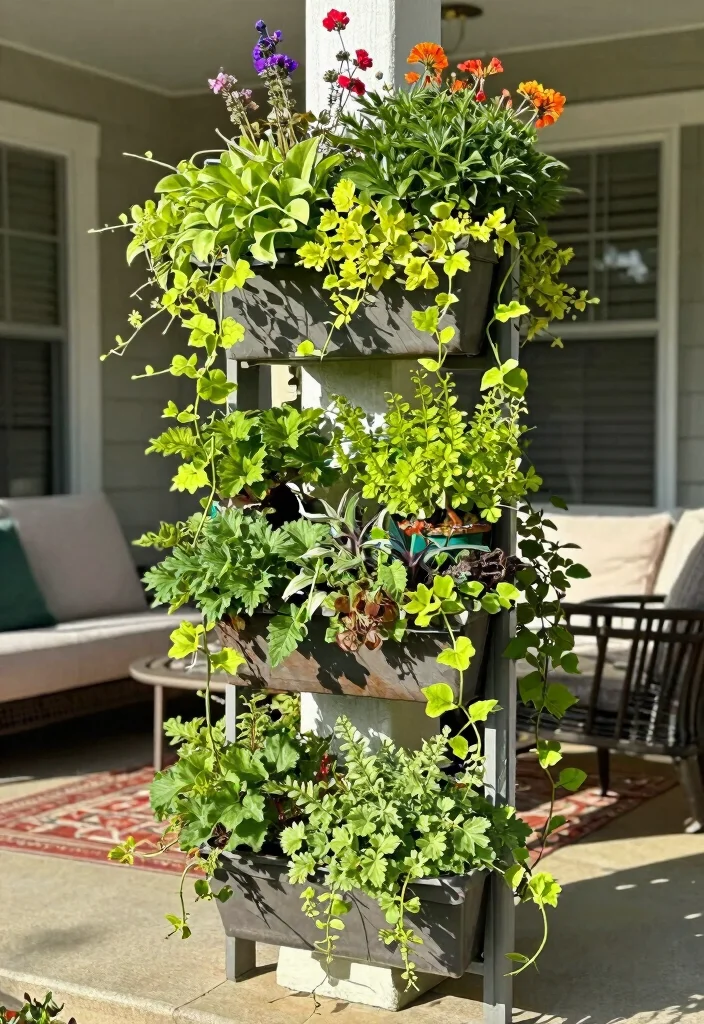 15 Porch Railing Planters Ideas With Blooming Beauty - 3. Vertical Garden Planters 1
