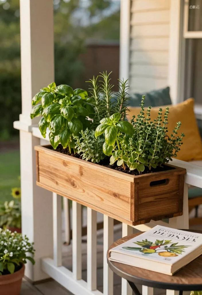 15 Porch Railing Planters Ideas With Blooming Beauty - 4. Herb Planters 1
