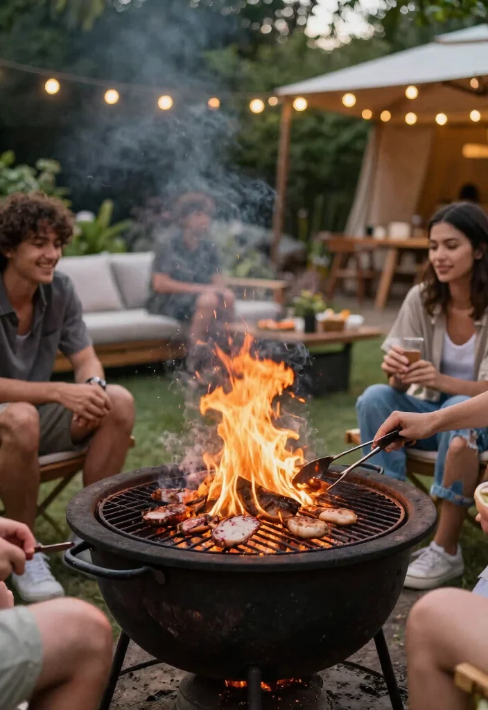 15 Small Fire Pit Ideas Perfect for Compact Spaces - 10. Fire Pit with Grill Feature 1