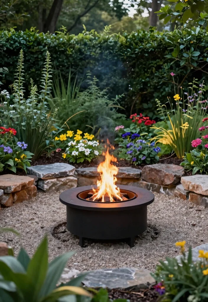 15 Small Fire Pit Ideas Perfect for Compact Spaces - 12. Fire Pit Nestled in a Garden 1