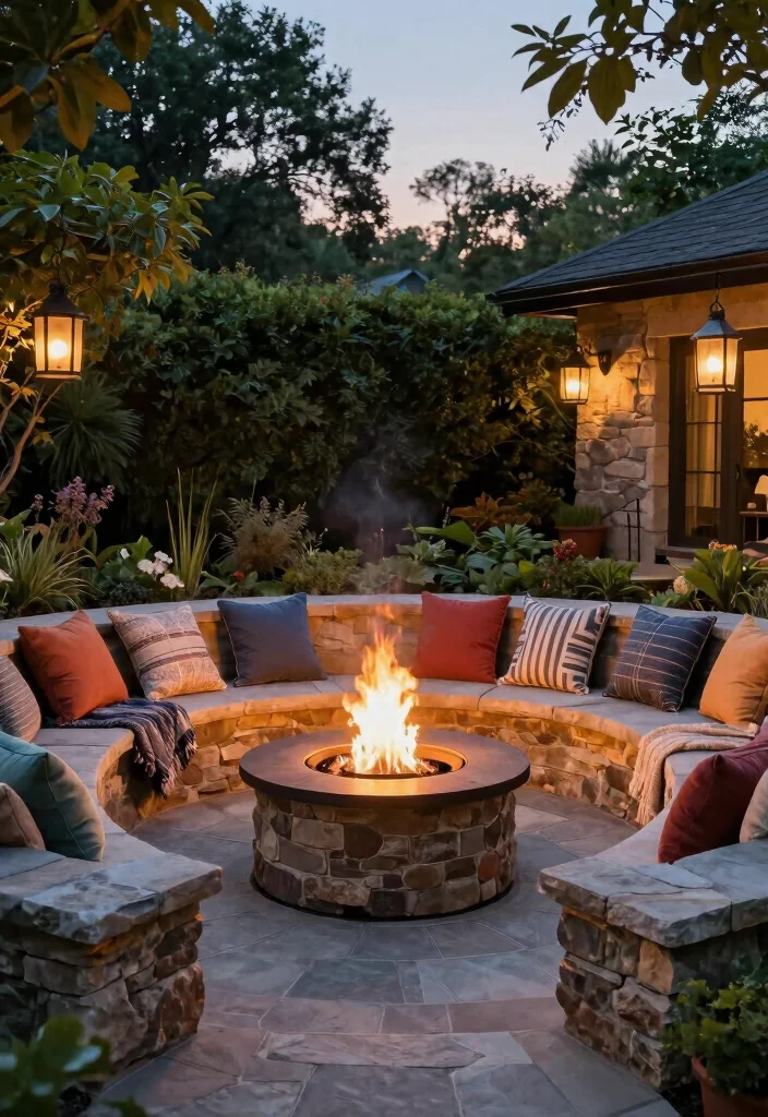 15 Small Fire Pit Ideas Perfect for Compact Spaces - 3. Fire Pit with Built-in Seating 1