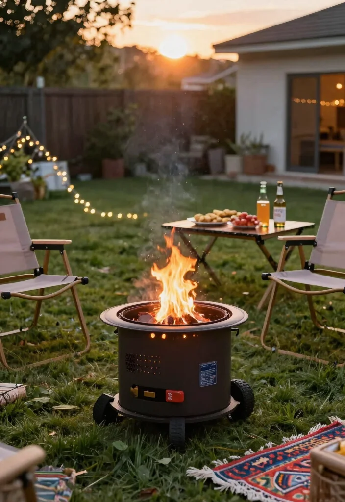 15 Small Fire Pit Ideas Perfect for Compact Spaces - 4. Portable Fire Pit on Wheels 1