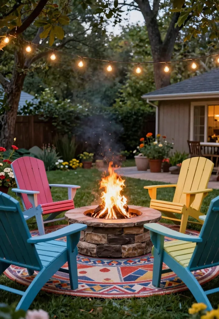15 Small Fire Pit Ideas Perfect for Compact Spaces - 7. Stone Fire Pit with Lawn Chairs 1