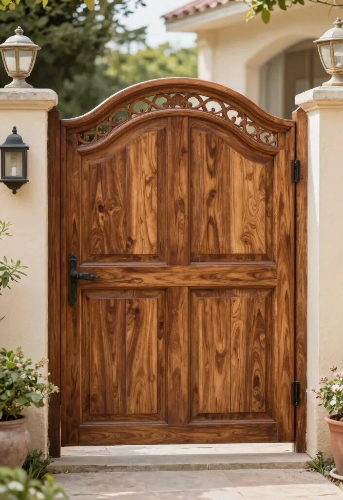 15 Wooden Fence Gate Ideas With Classic Style - 14. Heritage Style Wooden Gate 1
