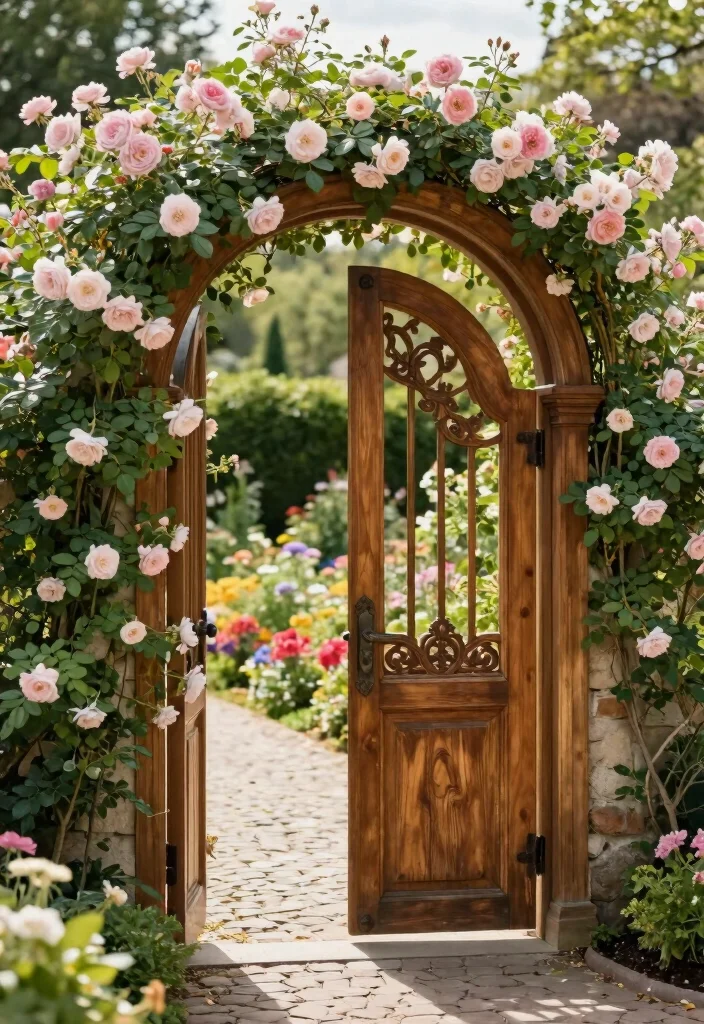 15 Wooden Fence Gate Ideas With Classic Style - 2. Arched Top Design 1