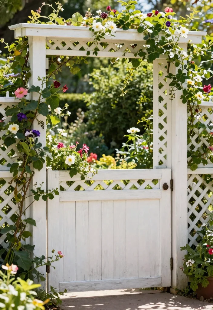 15 Wooden Fence Gate Ideas With Classic Style - 3. Lattice Work Accents 1