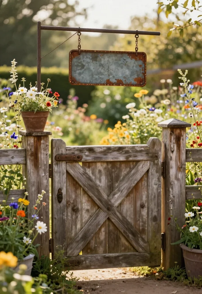 15 Wooden Fence Gate Ideas With Classic Style - 5. Farmhouse Style Gate 1