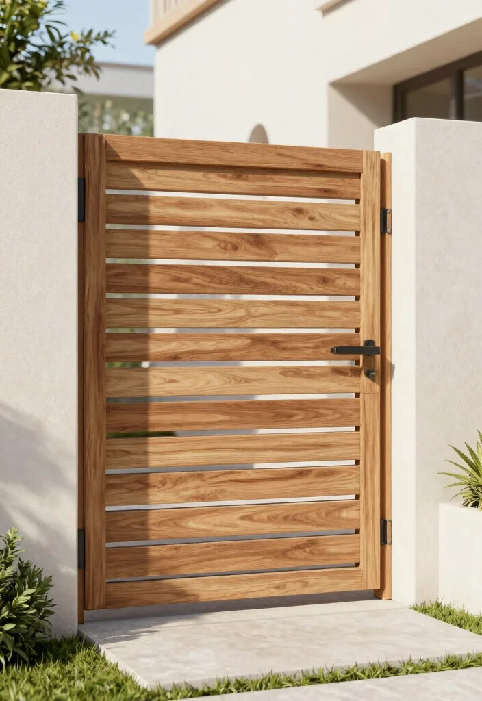 15 Wooden Fence Gate Ideas With Classic Style - 9. Sliding Wooden Gate 1
