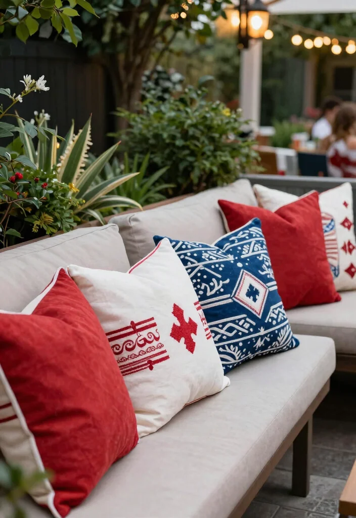 16 4th of July Decorations Outdoor Ideas With Festive Vibes - 11. Decorative Pillows 1
