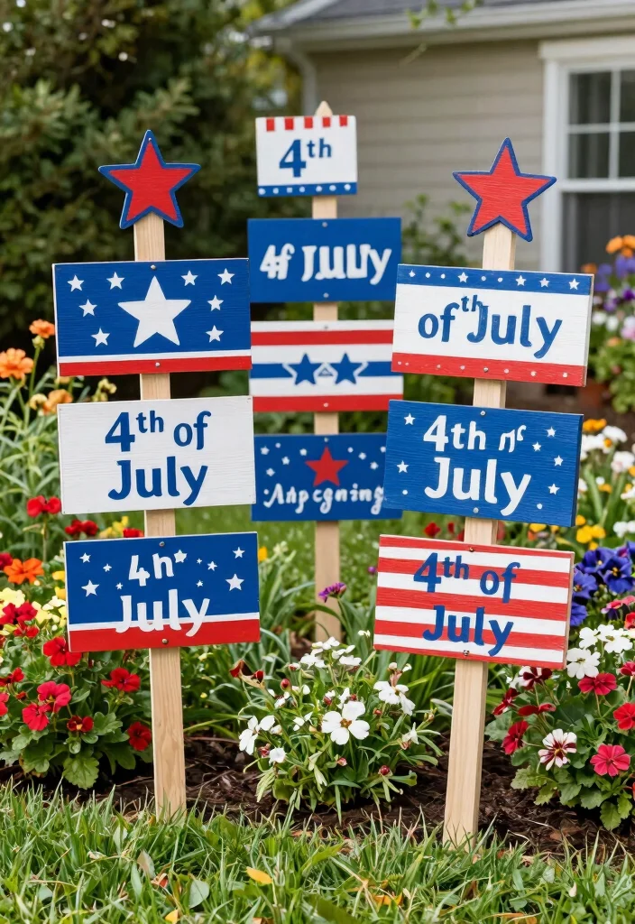 16 4th of July Decorations Outdoor Ideas With Festive Vibes - 12. Creative Yard Signs 1