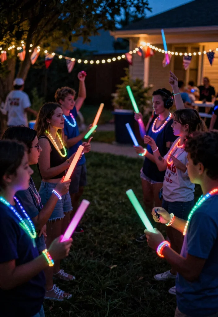 16 4th of July Decorations Outdoor Ideas With Festive Vibes - 16. Glow Stick Fun 1