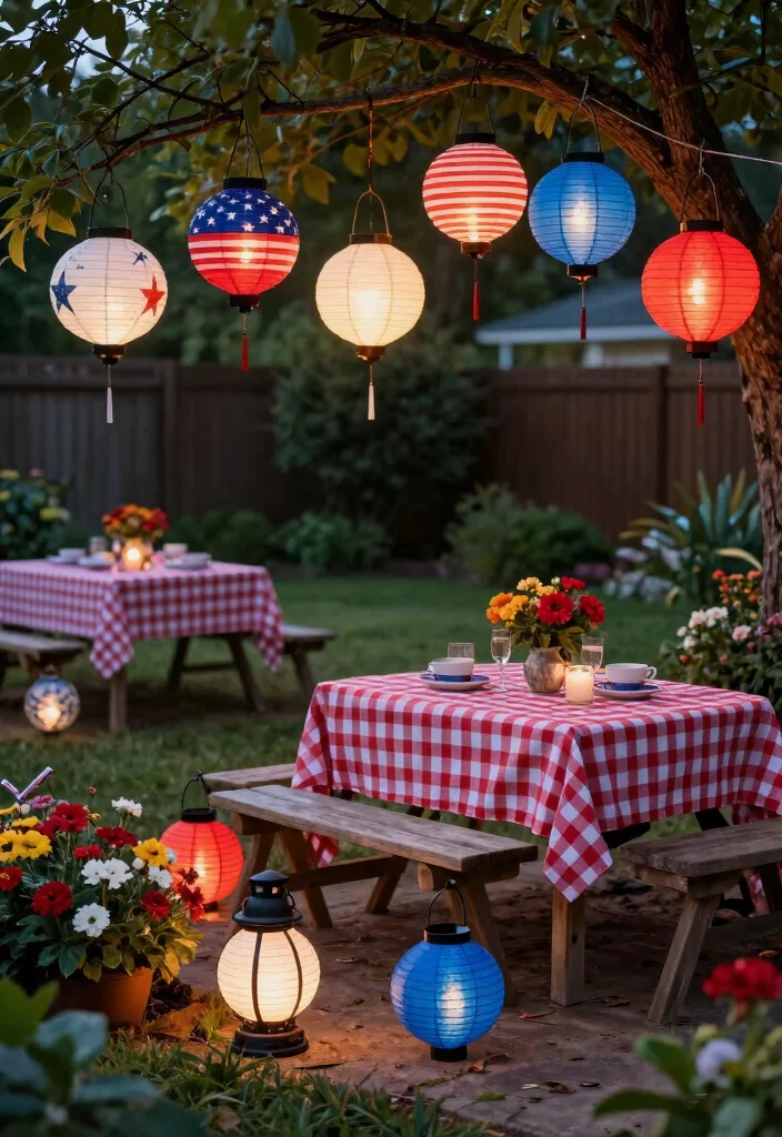 16 4th of July Decorations Outdoor Ideas With Festive Vibes - 2. Patriotic Lanterns 1