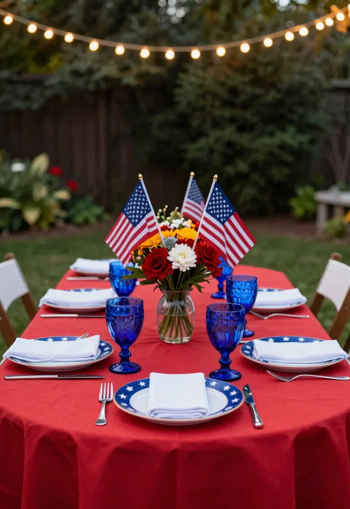 16 4th of July Decorations Outdoor Ideas With Festive Vibes - 3. Patriotic Table Settings 1