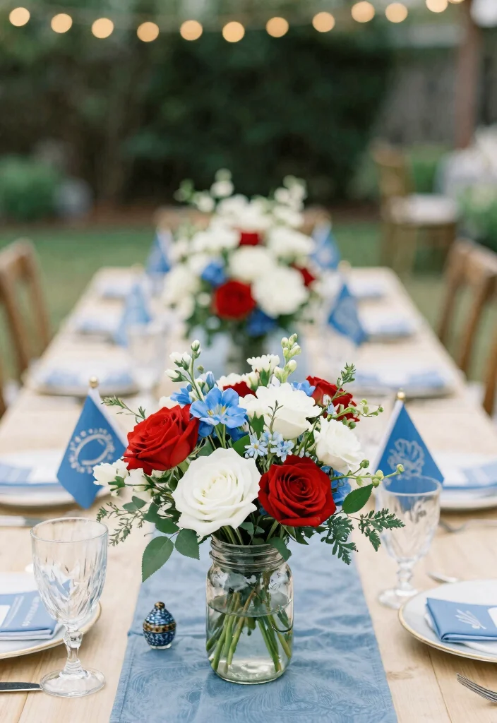 16 4th of July Decorations Outdoor Ideas With Festive Vibes - 8. Colorful Centerpieces 1
