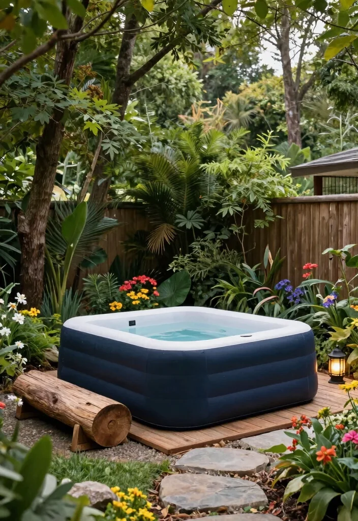 16 Blow Up Hot Tub Ideas for Your Backyard with Fun Relaxing Vibes - 14. Nature Lover’s Haven 1