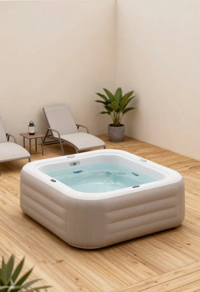 16 Blow Up Hot Tub Ideas for Your Backyard with Fun Relaxing Vibes - 2. Minimalist Retreat 1
