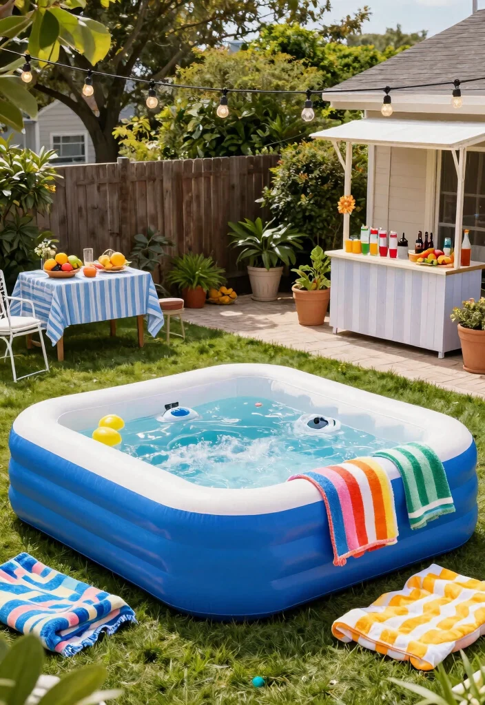 16 Blow Up Hot Tub Ideas for Your Backyard with Fun Relaxing Vibes - 8. Family Fun Zone 1