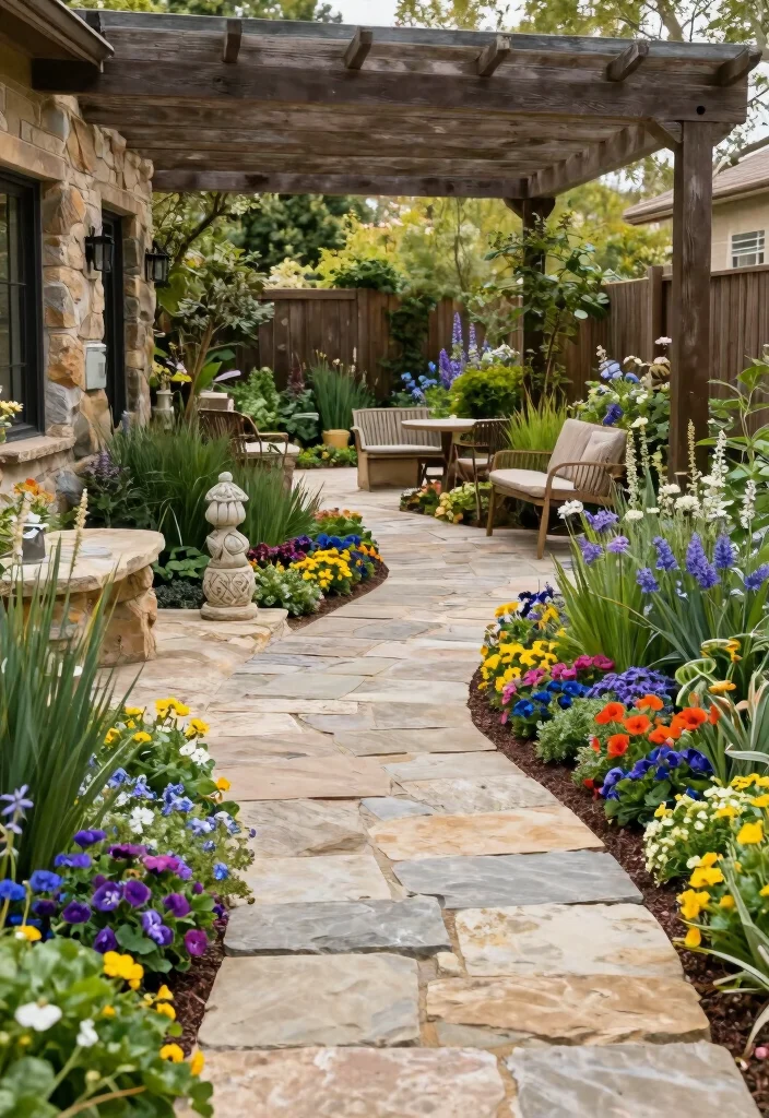 16 Extended Covered Patio Ideas With Extra Living Space - 15. Natural Stone Pathways 1