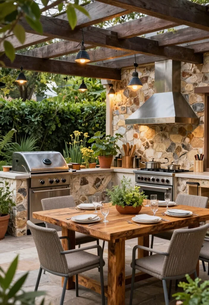 16 Extended Covered Patio Ideas With Extra Living Space - 8. Outdoor Cooking and Dining Area 1